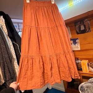 Universal Thread Rust-Orange Tiered Maxi Skirt